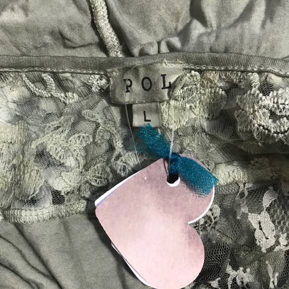 Pol Dried Herb Green Meadow Lace Trim Knit Top. - Picture 8 of 10